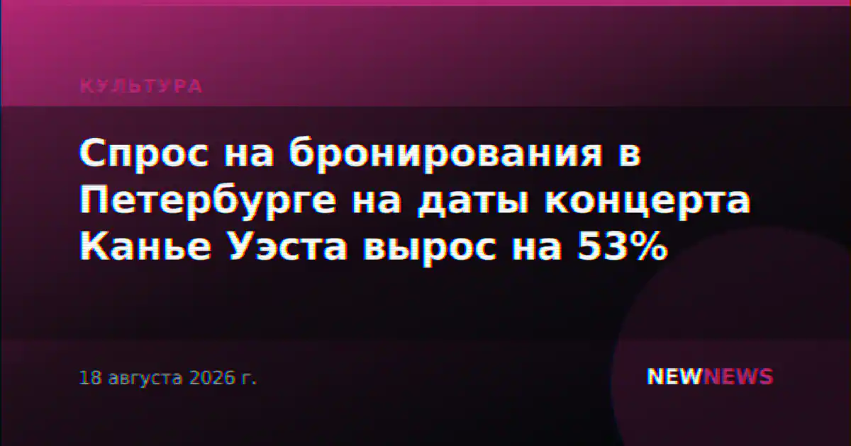 Спрос на бронирования в Петербурге на даты концерта Канье Уэста вырос на 53%