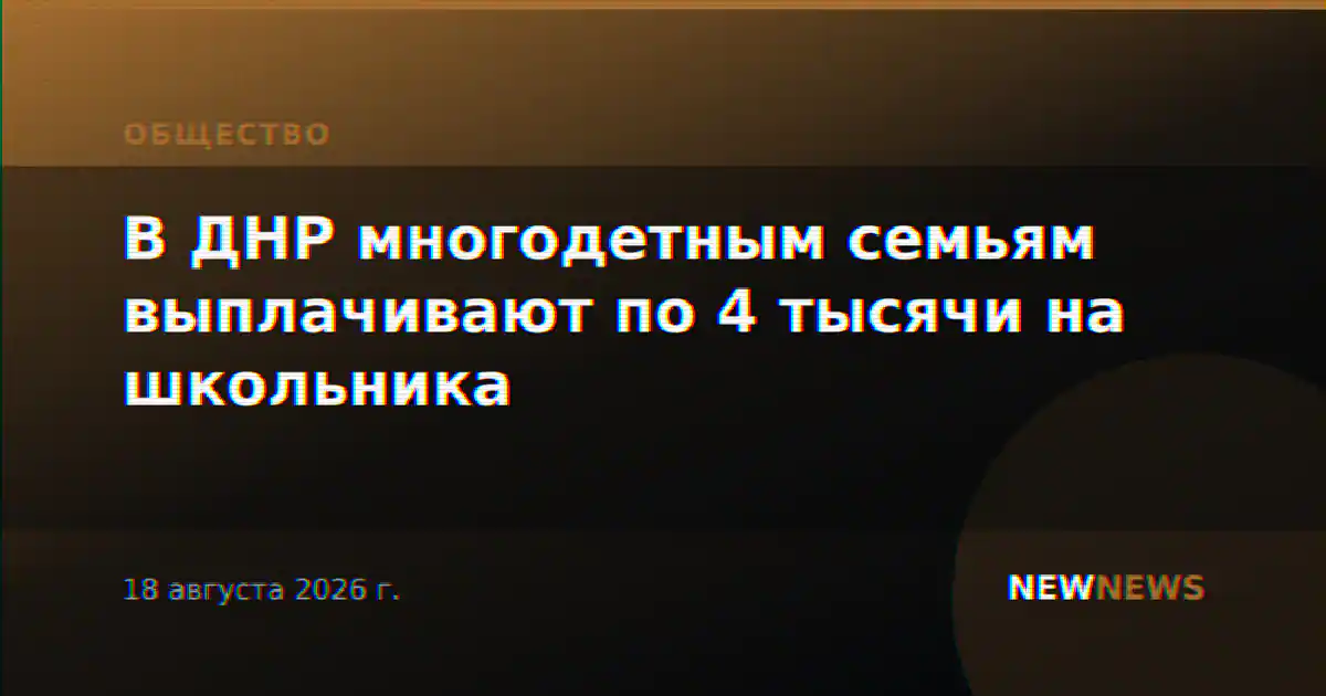 В ДНР многодетным семьям выплачивают по 4 тысячи на школьника
