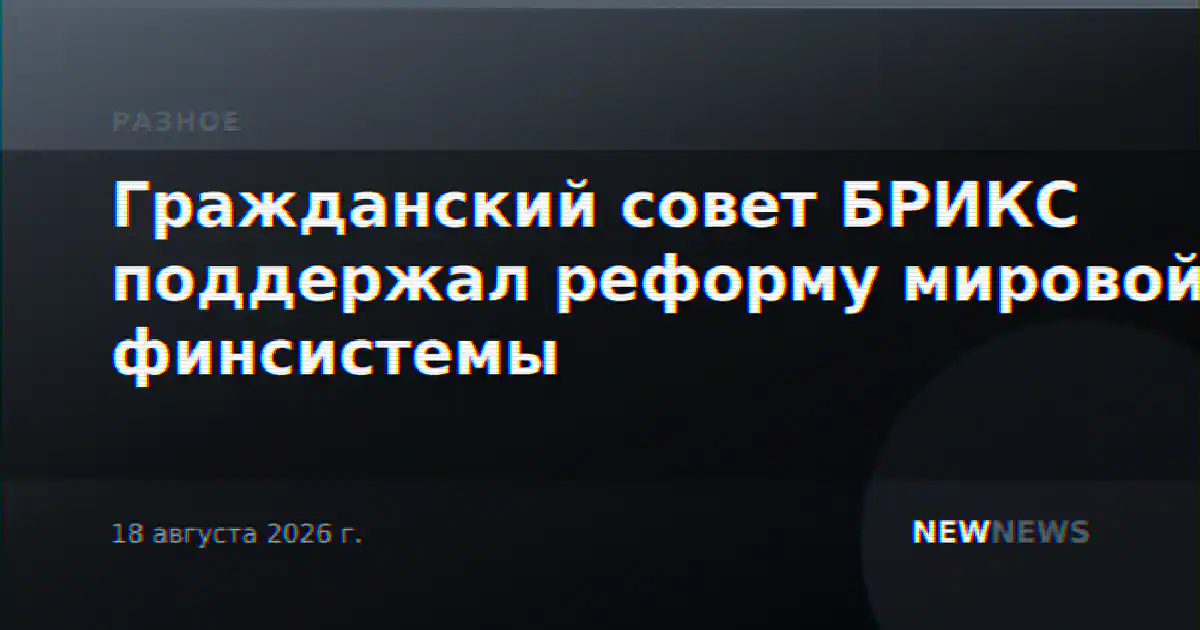 Гражданский совет БРИКС поддержал реформу мировой финсистемы