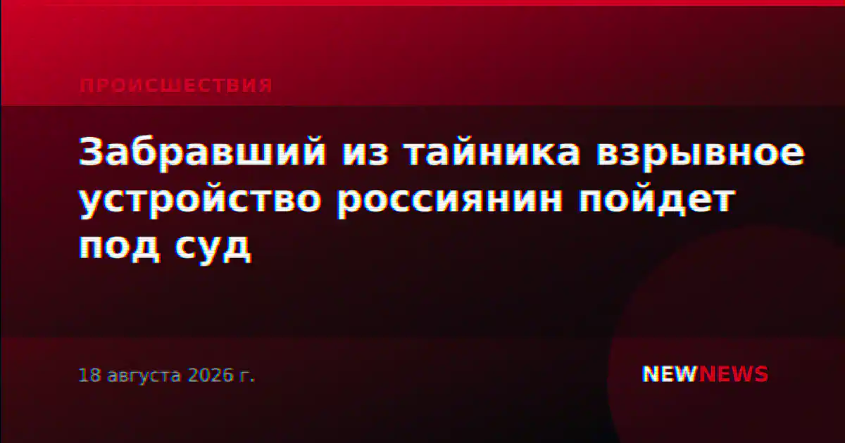 Забравший из тайника взрывное устройство россиянин пойдет под суд