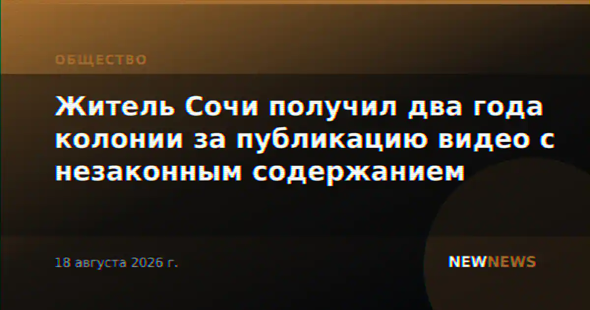 Житель Сочи получил два года колонии за публикацию видео с незаконным содержанием